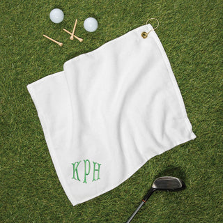 Embroidered Mermaid Monogram White Golf Towel