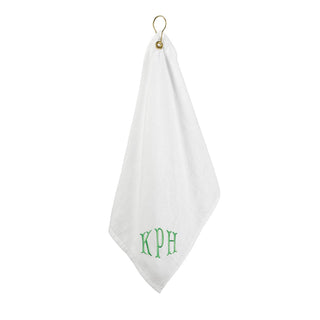 Embroidered Mermaid Monogram White Golf Towel