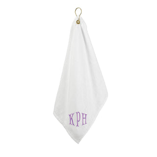 Embroidered Mermaid Monogram White Golf Towel