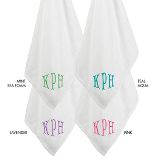 Embroidered Mermaid Monogram White Golf Towel