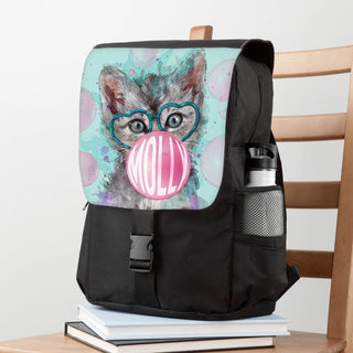 Bubble gum kitten backpack with a name 