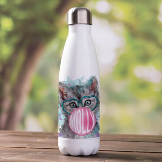 Bubble gum kitten stainless steel water bottle with a name 