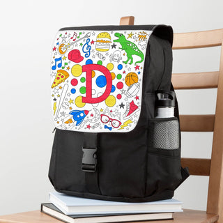 DIY boy backpack with an initial 