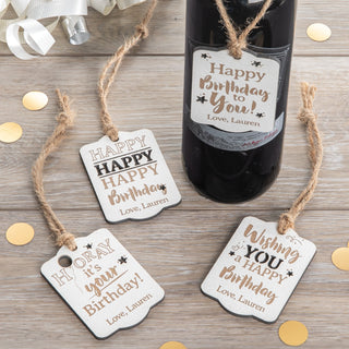 Birthday Personalized Wood Wine Tags - Set of 4