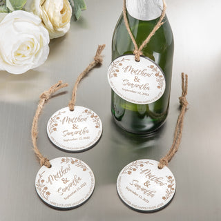 Wedding wood wine tags set of 4 with couples name 