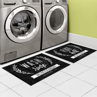 Wash and Rinse/ Fluff and Fold  Doormat - 18x27 Inch, 1/8" Thins -Set of 2