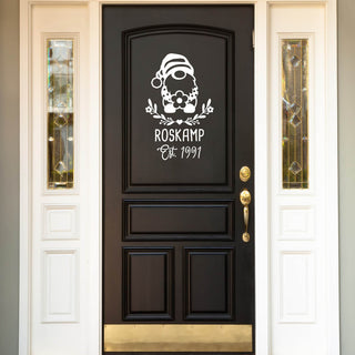 Welcome Gnome Personalized White Vinyl Door Decal