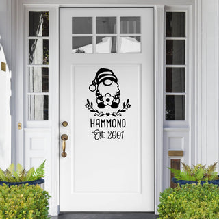 Welcome Gnome Personalized Black Vinyl Door Decal