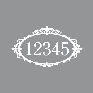 Ornamental House Number White Vinyl Mailbox Decal