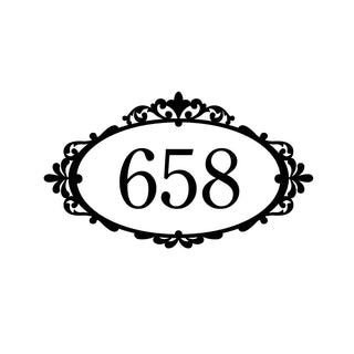 Ornamental House Number Black Vinyl Mailbox Decal