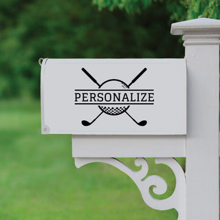 Golf Ball with Club Personalized Black Mailbox Decal