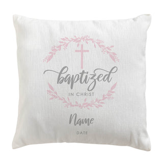 Baptized In Christ Personalized Pink 14" Throw Pillow