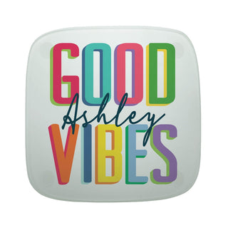 Good Vibes Personalized Frosted Glass Coaster