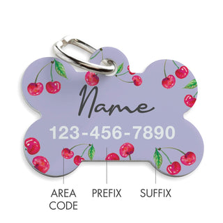 Cherry Pattern Personalized Lavender Pet Tag