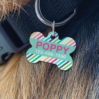 Preppy Stripes Personalized Pet Tag