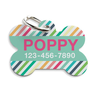 Preppy Stripes Personalized Pet Tag