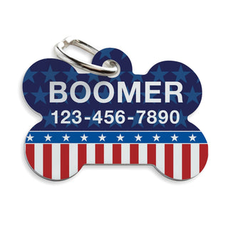 Patriotic Stars and Stripes Personalized Pet Tag