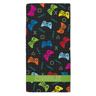 Colorful Gamer Pattern Personalized Beach Towel