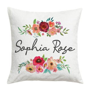 Floral Bouquet Personalized 17" Throw Pillow