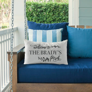 Welcome To Our Porch Personalized Lumbar Throw Pillow