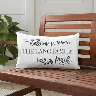 Welcome To Our Porch Personalized Lumbar Throw Pillow