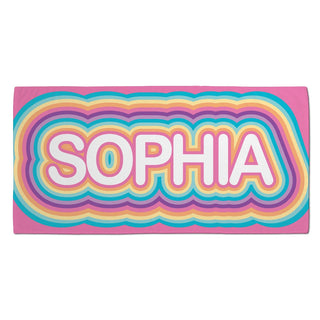 Retro Rainbow Personalized Pastel Velour Beach Towel