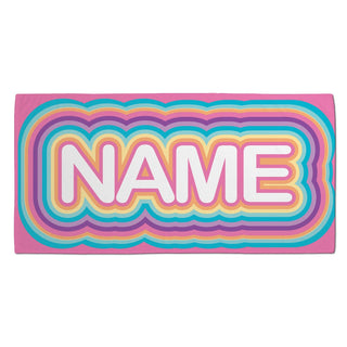 Retro Rainbow Personalized Pastel Velour Beach Towel