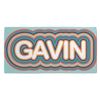 Retro Rainbow Personalized Primary Beach Towel