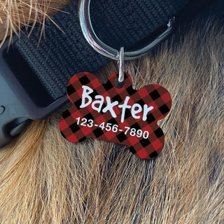 Buffalo Check Personalized Black and Red Pet Tag