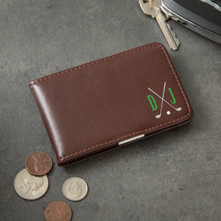 Initial Golf Clubs Personalized Billfold Case With Money Clip