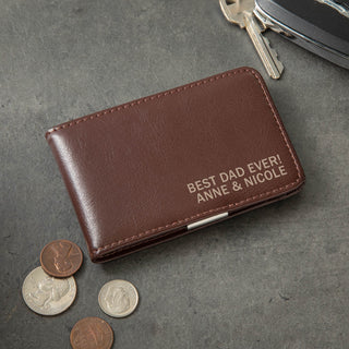 Any 2 Line Message Personalized Billfold Case with Money Clip
