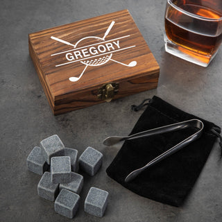 Golf Clubs Personalized Whiskey Stone Set