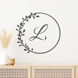 Wreath vinyl decal with initial