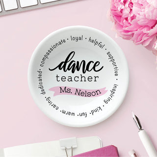 Special Dance Teacher Personalized Round Trinket Dish