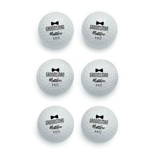 Wedding Party Bow Tie Personalized Golf Ball - Set of 6