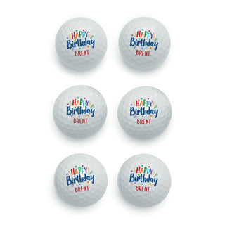 Happy Birthday Personalized Golf Ball - Set of 6