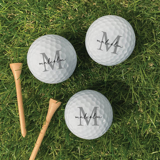Golf ball set with name and initial 