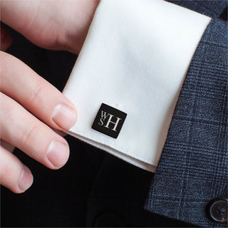 Square cuff links with initials