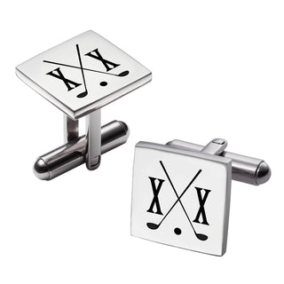 Initial Golf Clubs Personalized Square Cuff Links