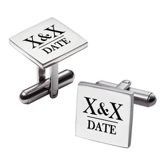 Wedding Date And Initials Square Cuff Links