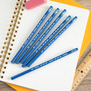 Swimming with sharks blue pencil set with name