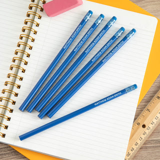 Your Message Personalized Blue Pencil - Set of 6