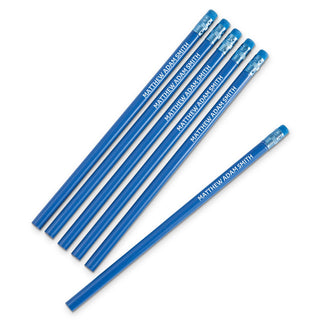 Your Message Personalized Blue Pencil - Set of 6