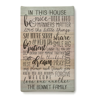 In This House Personalized 10x16 Canvas