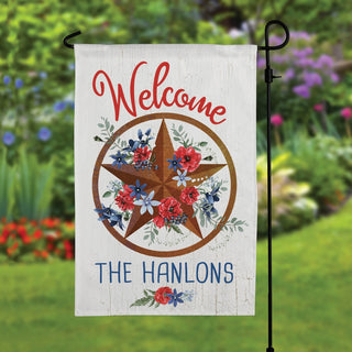 Welcome Patriotic Star Personalized Garden Flag