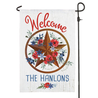Welcome Patriotic Star Personalized Garden Flag