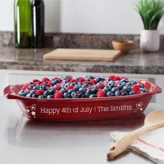 Fourth of July casserole dish with personalization  