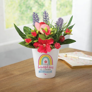 It's a Beautiful Day to Learn 12 oz Ceramic Flowerpot