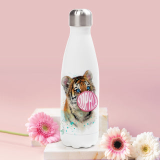 Bubble Gum Tiger Personalized Stainless Steel Water Bottle