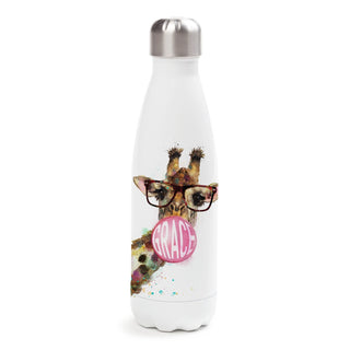 Bubble Gum Giraffe with Glasses Personalized Stainless Steel Water Bottle